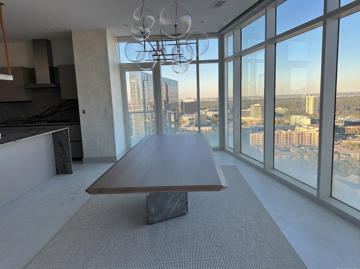 Arabella dining and kitchen with skyline view