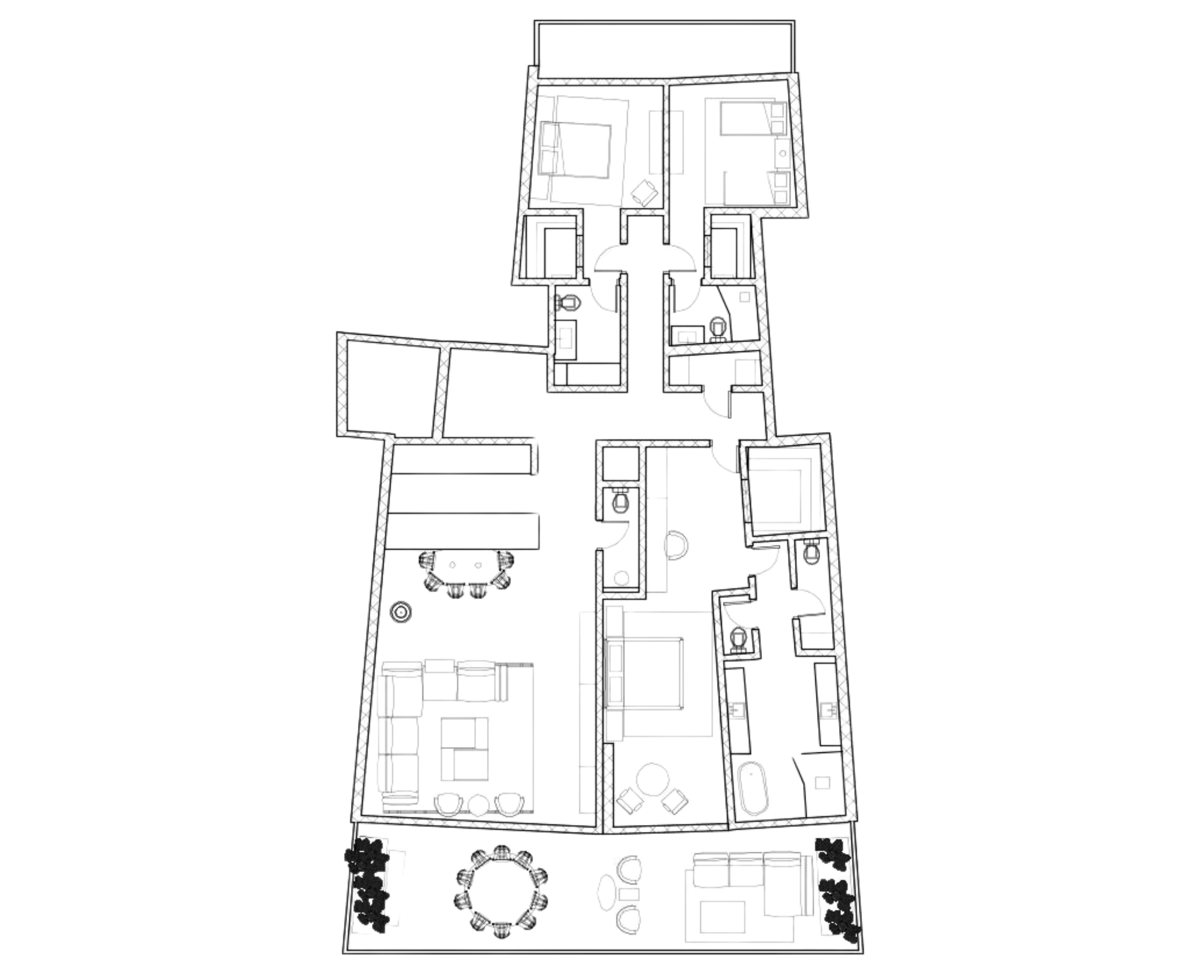 Floor plan of the Miami living and kitchen area.